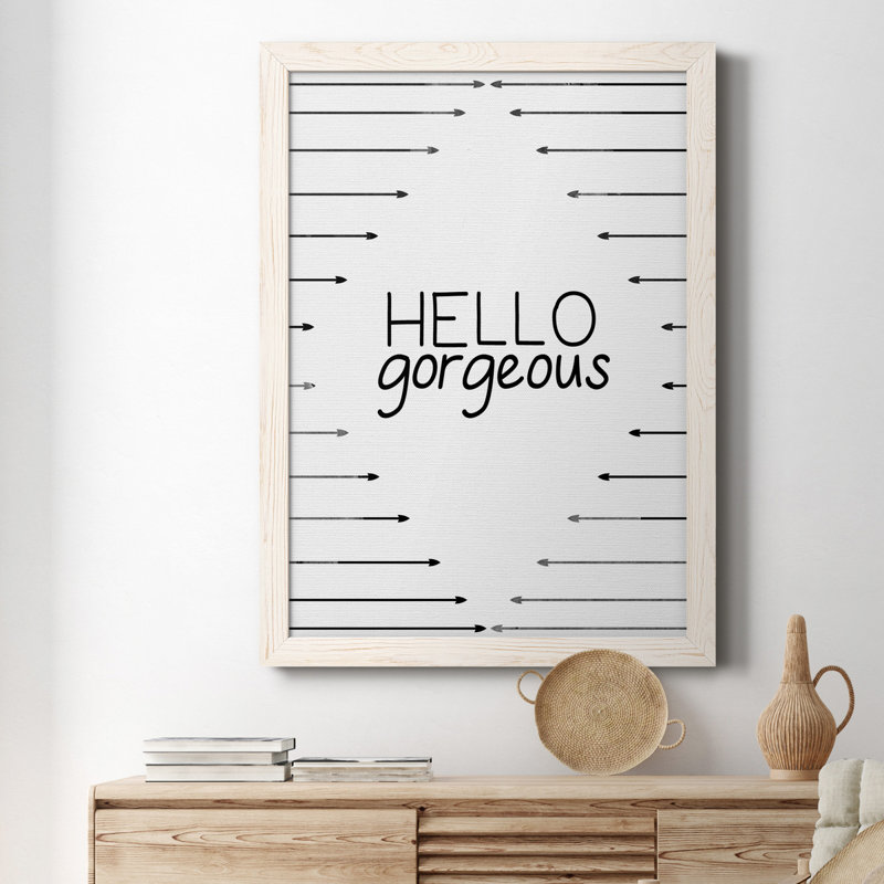 «Hello Gorgeous», art textuel sur toile, Blanc, 20" H x 17" W x 1" D