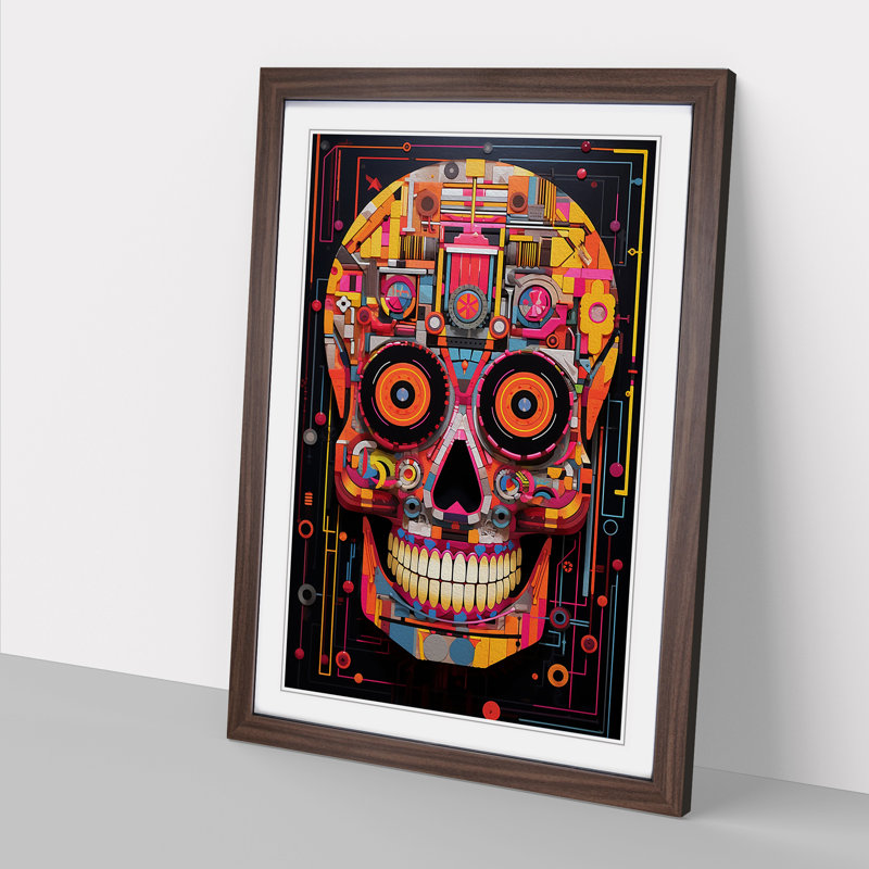 Sugar Skull Constructivism - Framed Print, 64" H x 46" W x 2" D, Walnut