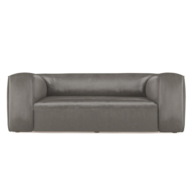 Varick Oversize Track-Arm Sofa with Flange, 30" H x 108" W x 47" D, Dark Brown, Vintage Leather Pumice