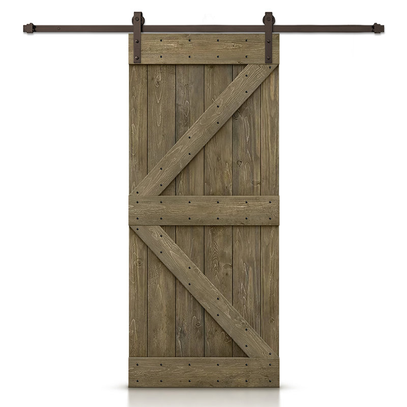 Porte de grange à panneaux K Series, Noir mat, 20" x 84", Tonneau vieilli