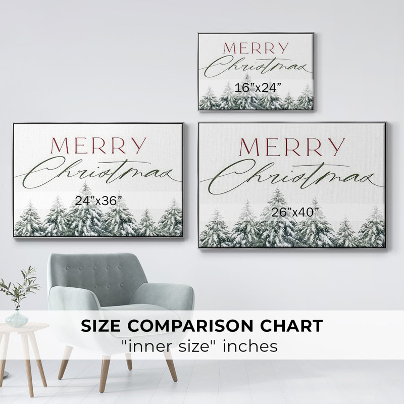 Joyeux Noël, arbres, H 17 po x l 25 po x P 1,5 po, Encadrement argenté