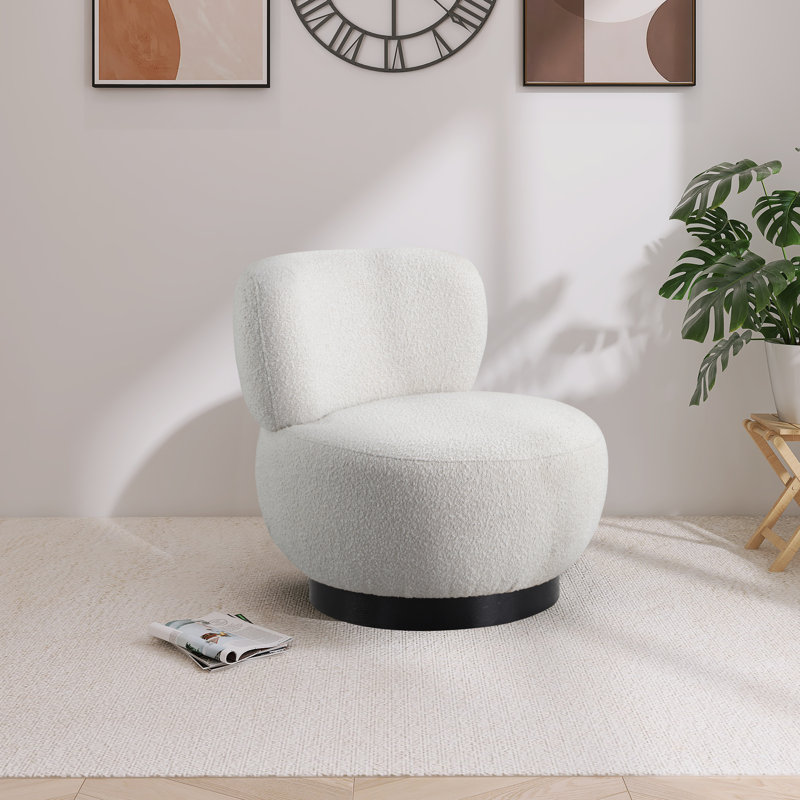 Fauteuil d'appoint Calais, Tissu crème bouclé, Noir