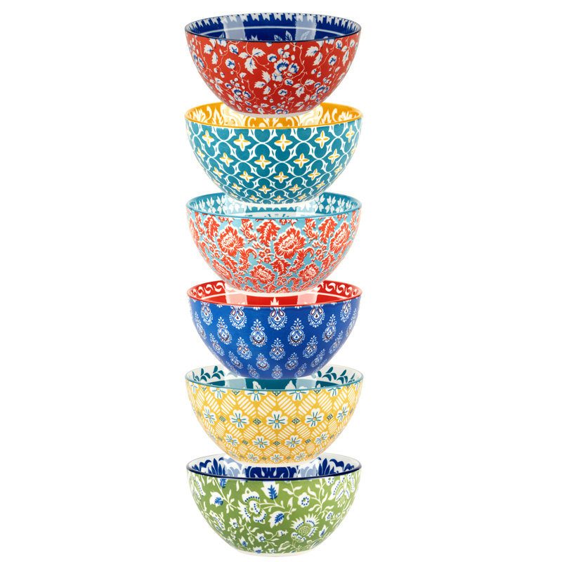 Panache Set of 6 All Purpose Bowl 6.25in 6 asst 6.25in Diam x 3in 30oz