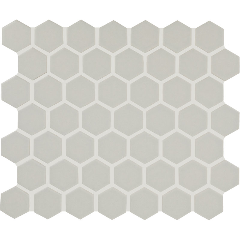 Color Wheel Mosaics 1.5" Hexagon Mosaic (Set of 12), Matte Desert Gray
