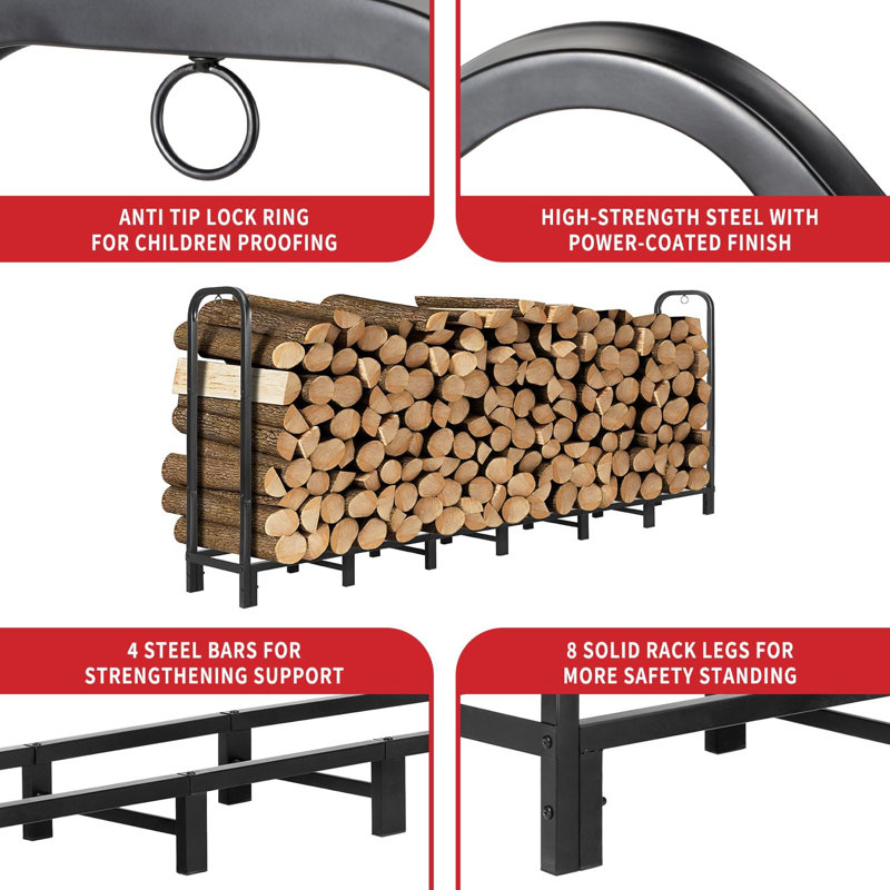 8FT Firewood Rack Outdoor