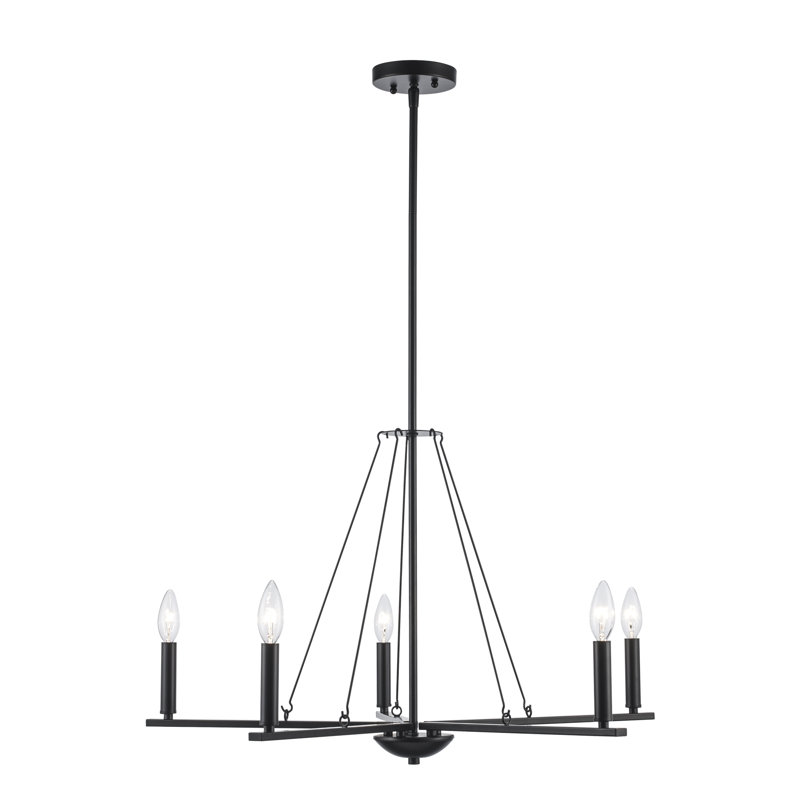 Lustre classique / traditionnel à intensité variable Zyian, Noir, H 25,80 po x l 31,20 po x P 31,20 po, 5