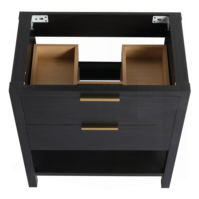 Contreplaqué de meuble-lavabo 30 po avec 2 tiroirs (meuble-lavabo seulement, sans lavabo), Noir châtaignier