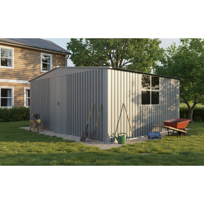 Abri de jardin extérieur en métal foncé 2 en 1 et abri de bois de chauffage polyvalent, idéal pour l'hiver
