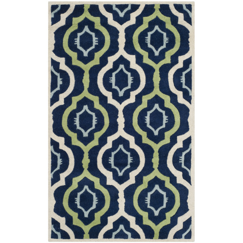 Hulcott Geometric Wool Hand Woven Area Rug, Rectangle 183 x 274 cm
