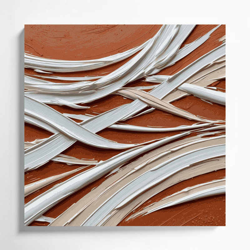 Horizontal Striped Adobe White Gray Canvas Wall Art, 8" H x 8" W