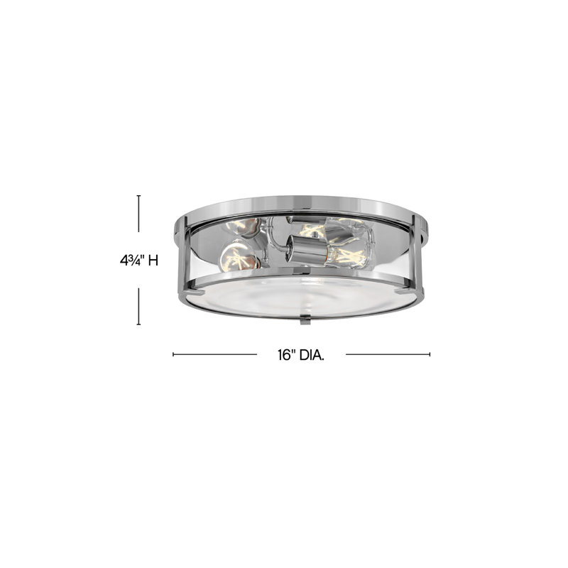 Lowell Three-Light Flush Mount Ceiling Light, Chrome/Clear Glass