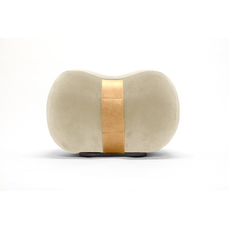 Milo Velvet Ottoman, Shell/Umber Velvet