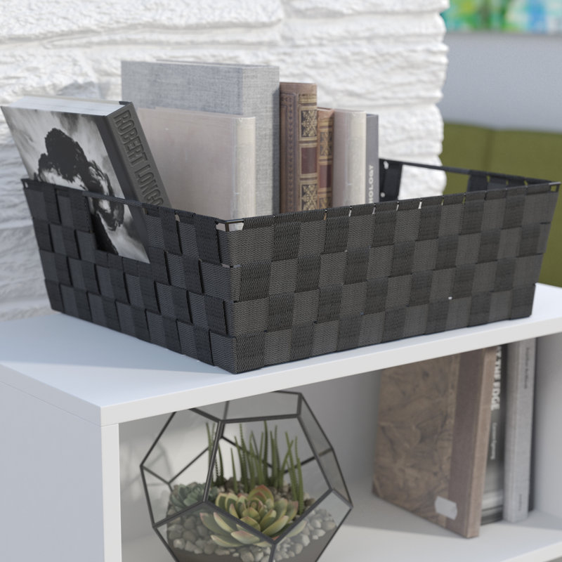 Panier en tissu à sangle rectangulaire non tissée, Noir