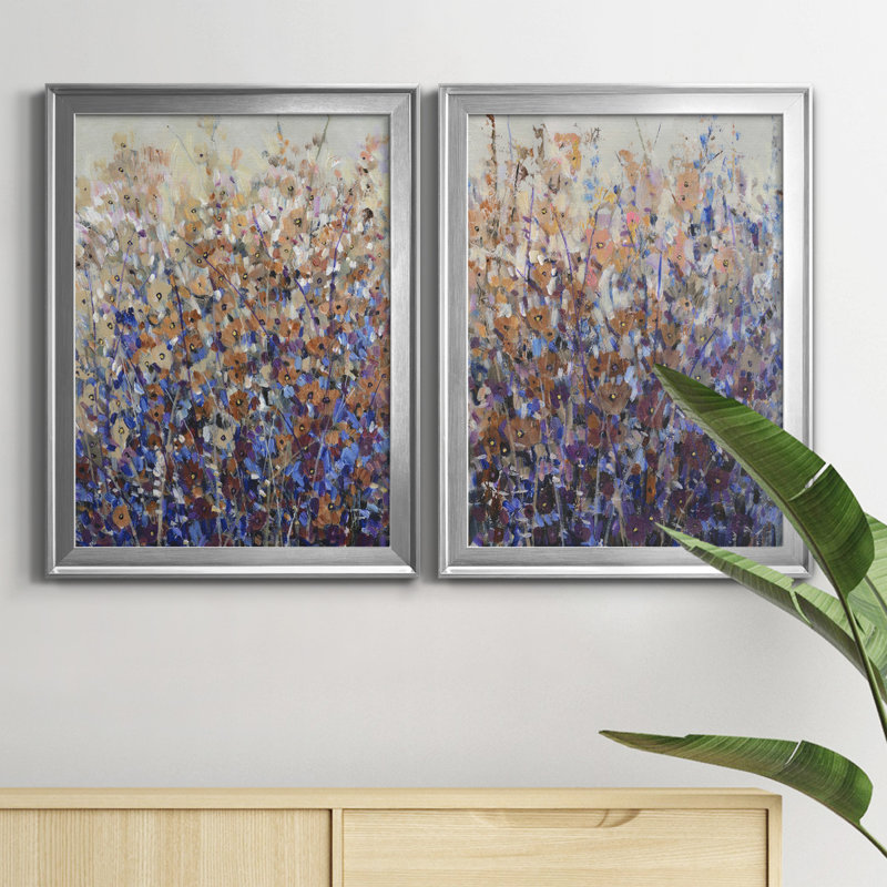 Fall Wildflowers I - Ensemble de 2 peintures sur toile encadrées, H 24,5 po x l 18,5 po x P 1 po, Argent