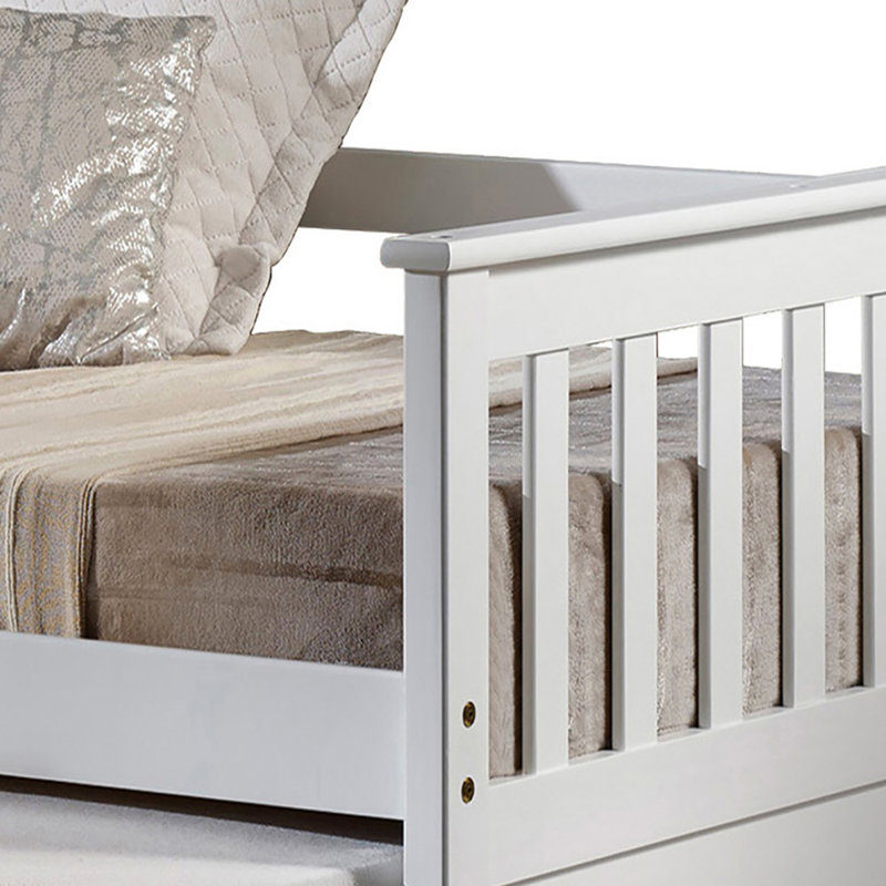 Slatted Armrest Twin Daybed With Roll-Out Bed