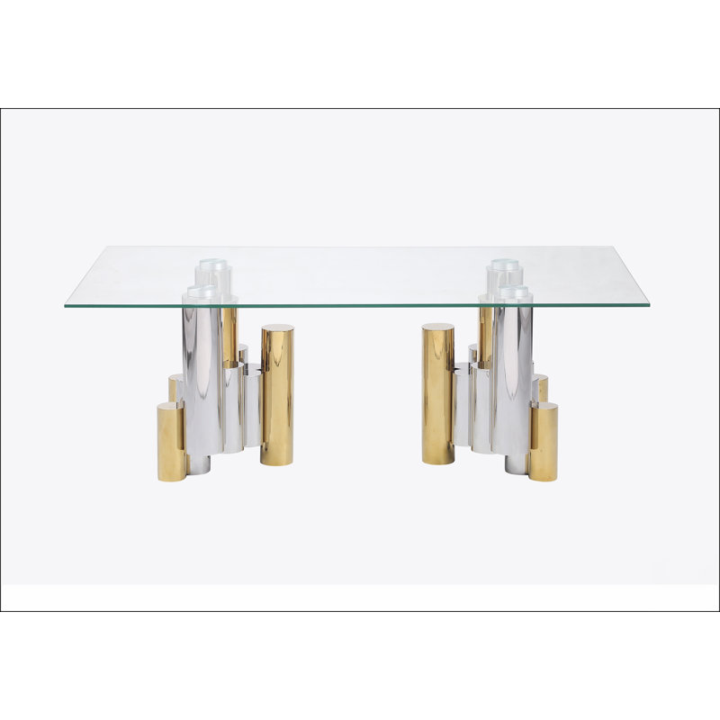 Table basse rectangulaire en acier inoxydable pour le salon