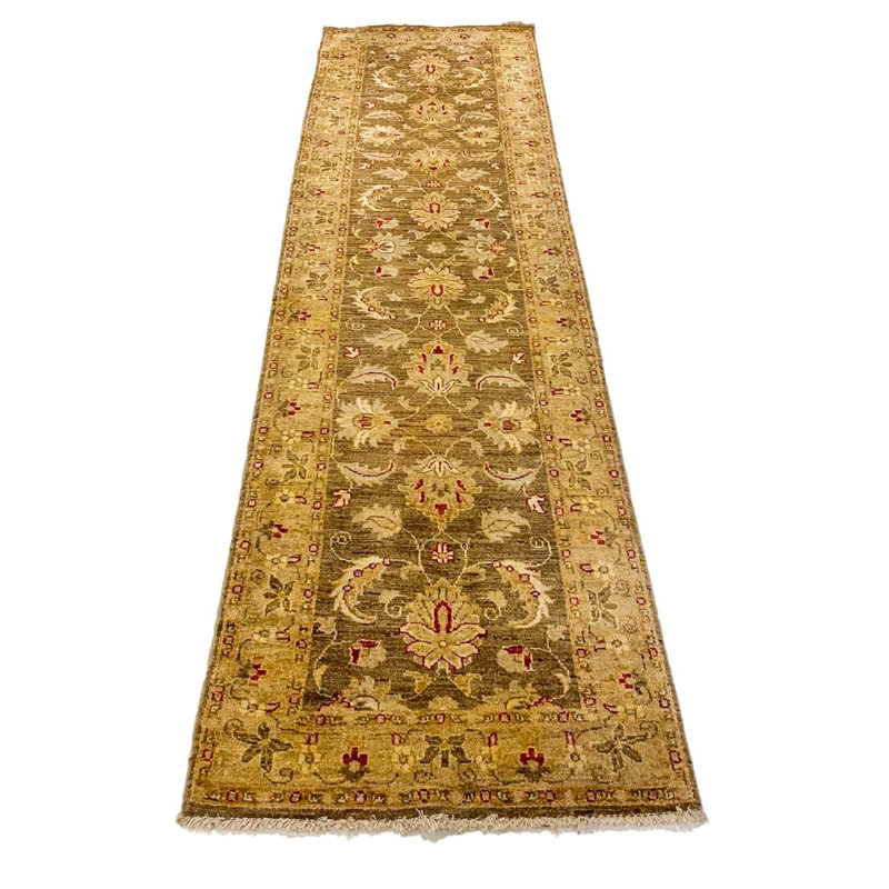 3x9 Brown and Beige Turkish Oushak Runner