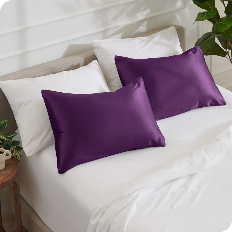 Soft Poly Satin Pillowcase Set, Plum, Standard Pillowcases