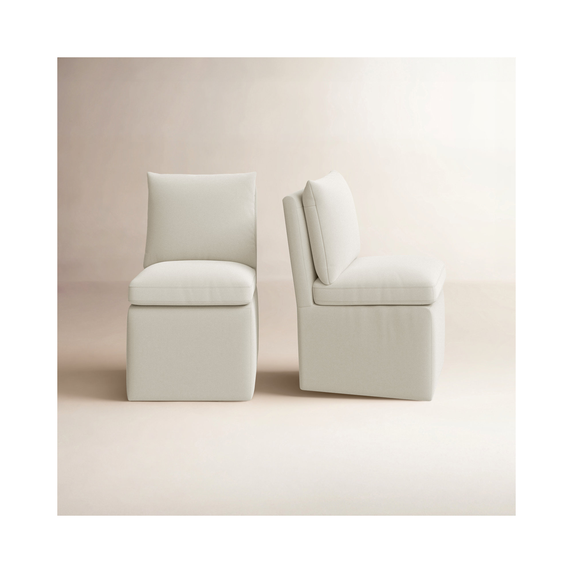 Alayaa Upholstered Side Chair with Casters, Effie Linen Performance Linen