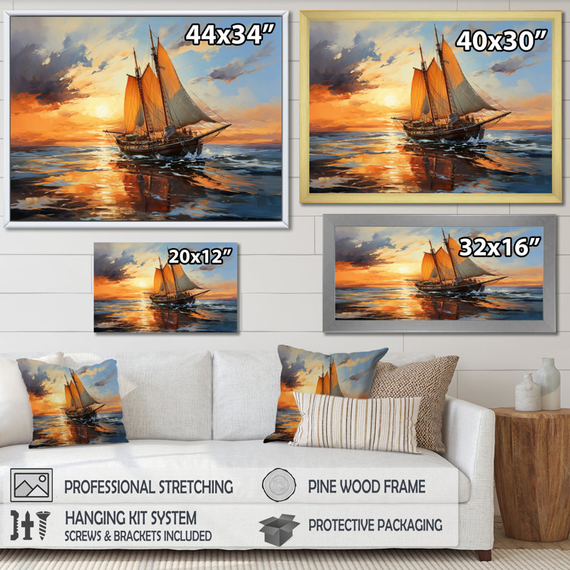 Boat Expressive Seascapes I - Reproduction, Toile tendue, H 24 po x l 32 po x P 1 po