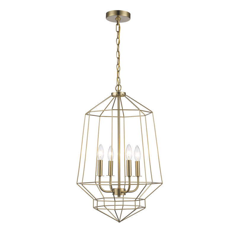 Guillaine 4 - Light Dimmable Geometric Chandelier, Antique Gold