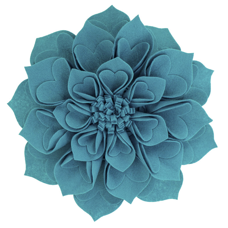 Floral Throw Pillow, 13" x 13", Teal