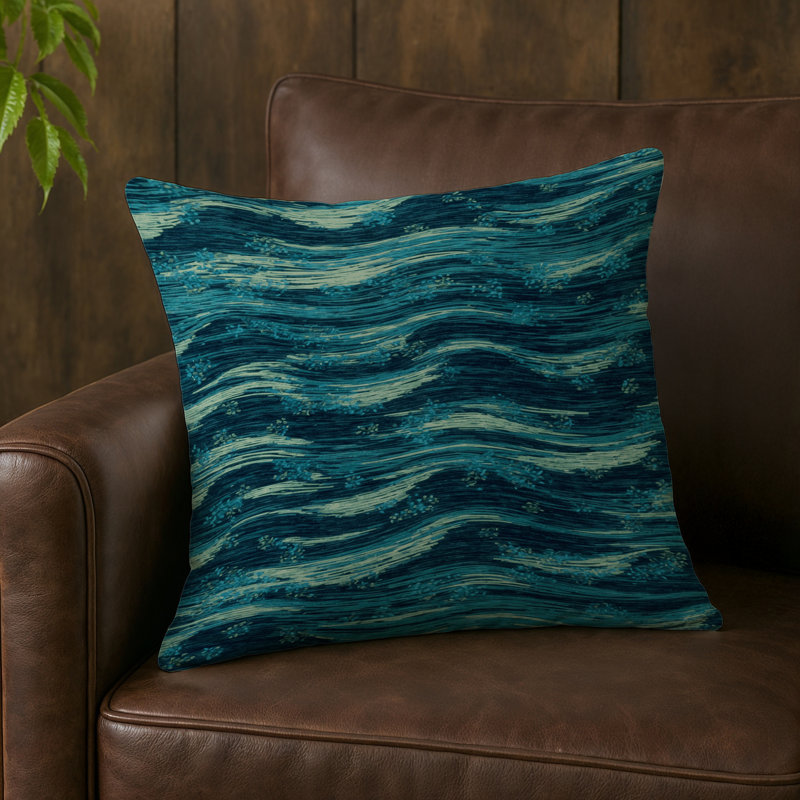 Coussin d'intérieur et d'extérieur, Carré 16 po, Bleu marine abstrait 1
