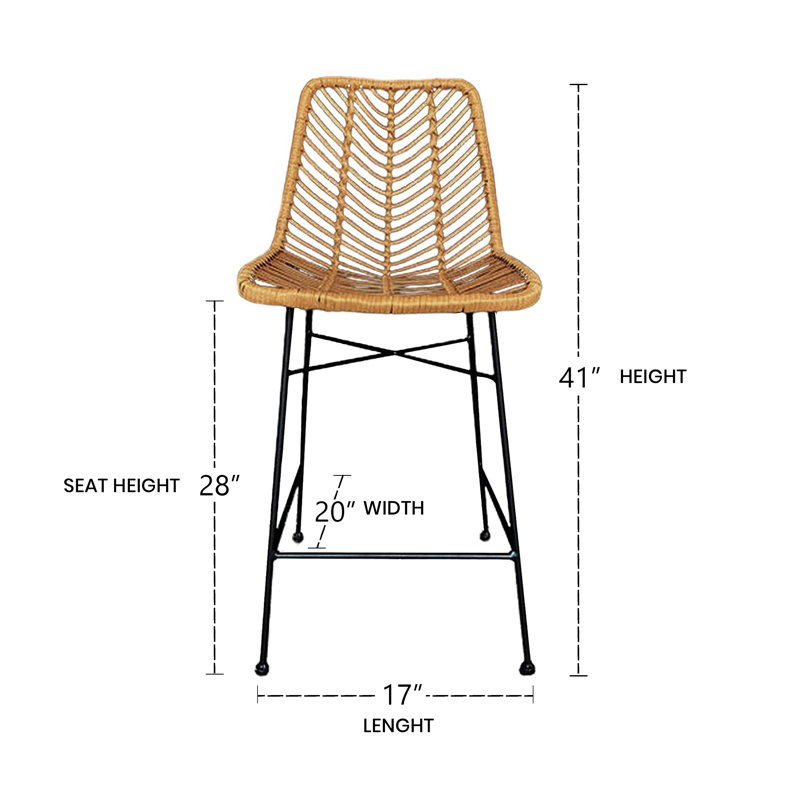 Deach Counter Stool with Metal Frame, Counter Stool (25.6” Seat Height)