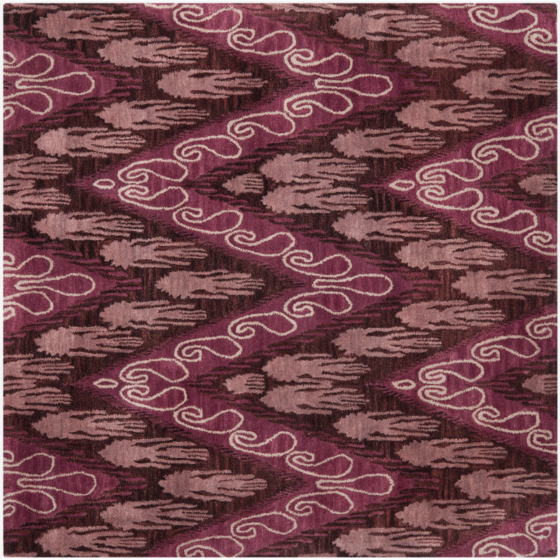 Kline Ikat Hand Tufted Wool Ikat Rug, Square 6'