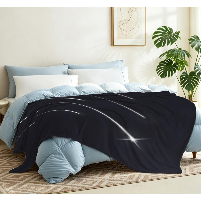 Jeté transparent en flanelle de polaire ultra douce, étoiles filantes avec imprimé recto, Throw 50" x 60"