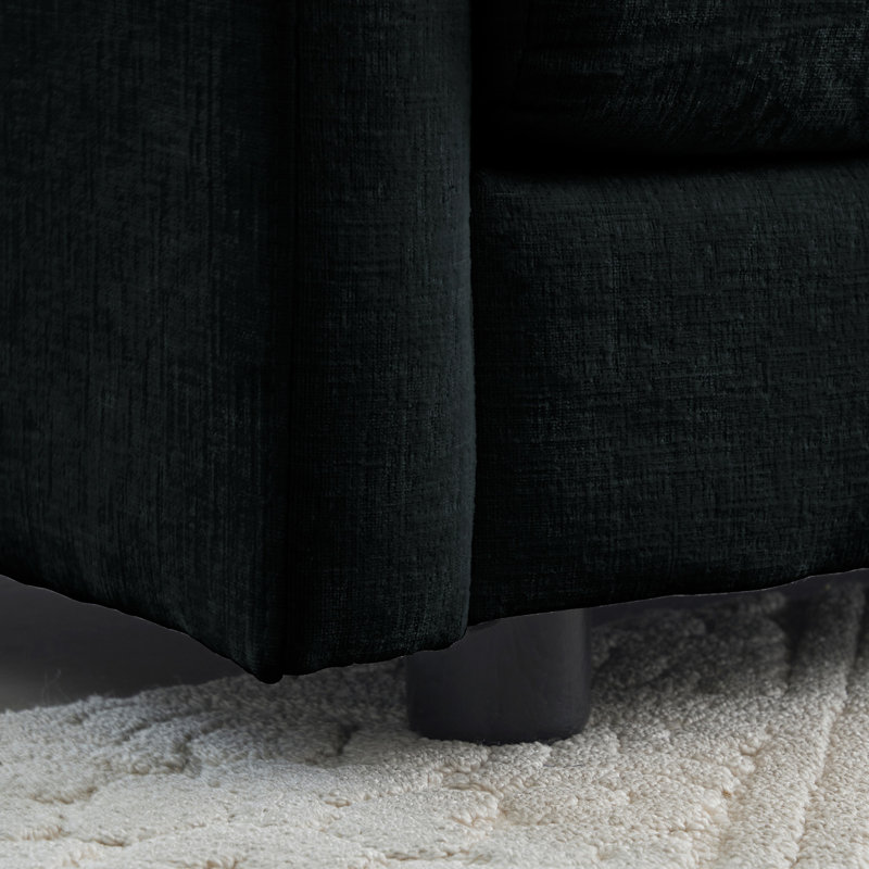 Fauteuil en chenille noir - Assise simple en tissu d'assise simple avec rembourrage en éponge de qualité