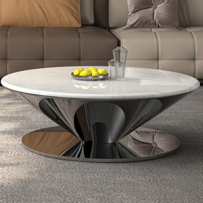 Modern light luxury round marble coffee table