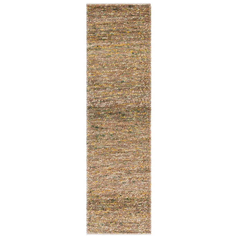 Bohemian Hand Woven Jute/Wool Rug in Brown, Runner 2'3" x 8'