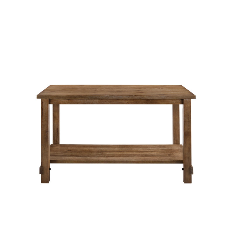 Table rectangulaire à hauteur de comptoir, chêne vieilli, compartiment ouvert, plateau en placage de bois assemblé de 36 mm, pieds droits de 72 mm, tablier de 65 mm, largeur de 30 po, table de 36 po de hauteur avec finition chêne, large