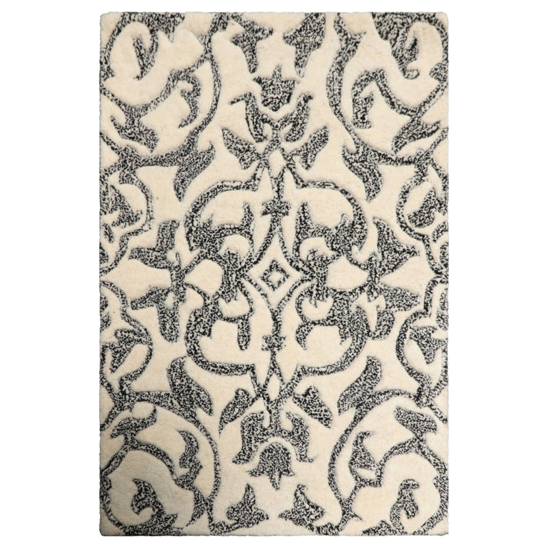 Tapis oriental transitionnel en laine multicolore touffeté à la main ivoire, Rectangle 2 pi x 3 pi