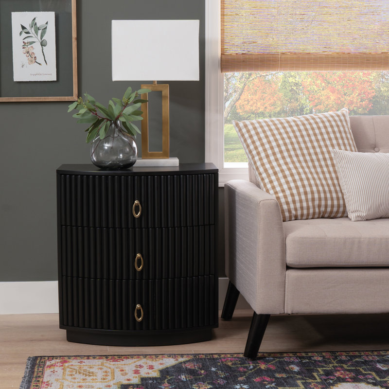Chantel 3 Drawer Nightstand White, Black