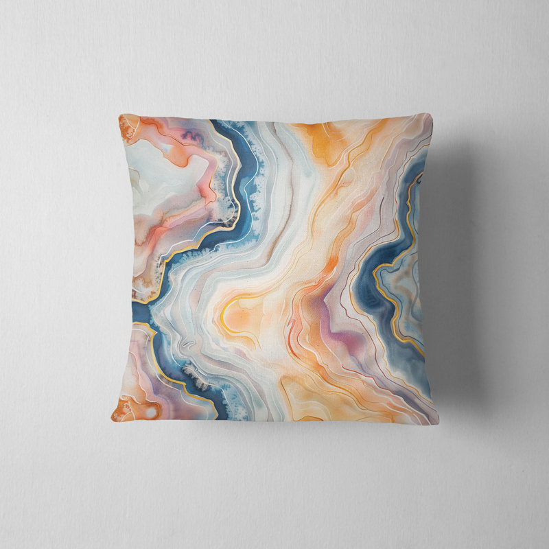 Housse de coussin réversible Agate, Jaune / Bleu / Blanc, H 22 po x l 22 po