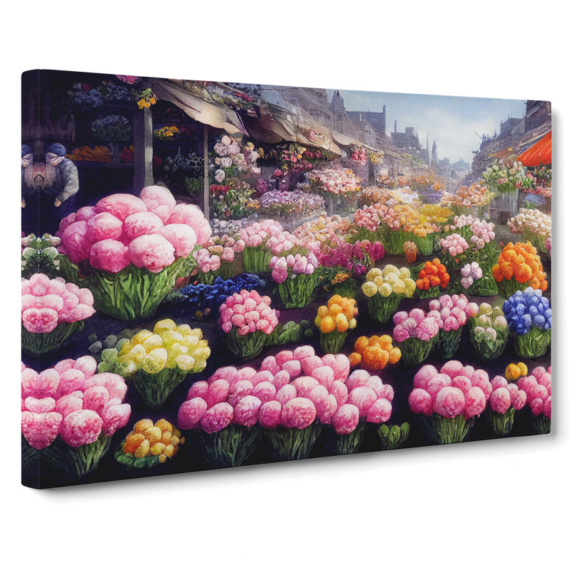 Enviable Flower Market - Wrapped Canvas Painting, 35cm H x 50cm W x 3cm D
