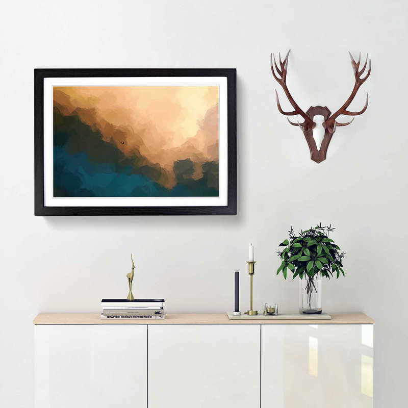 Airplane Chasing the Light in Abstract - Picture Frame Graphic Art Print, Black Framed, 62cm H x 87cm W x 2cm D