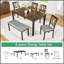 Ensemble de table de salle à manger élégant en bois 6 pièces avec 4 chaises et un banc, design moderne pour des réunions de famille confortables et des expériences culinaires élégantes