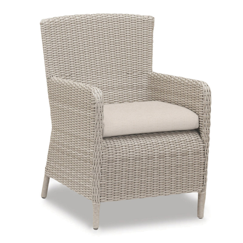 Manhattan Outdoor Dining Armchair, Antique Beige Sunbrella® Canvas