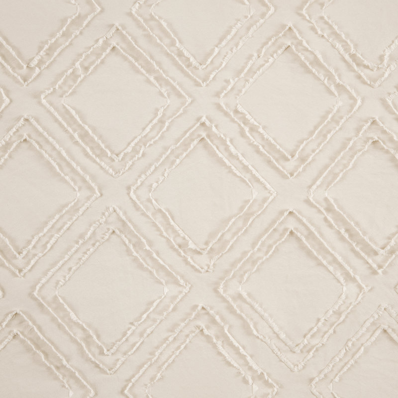 Tan Geometric Diamond Fringe Light-Filtering Rod Pocket Curtain Panel
