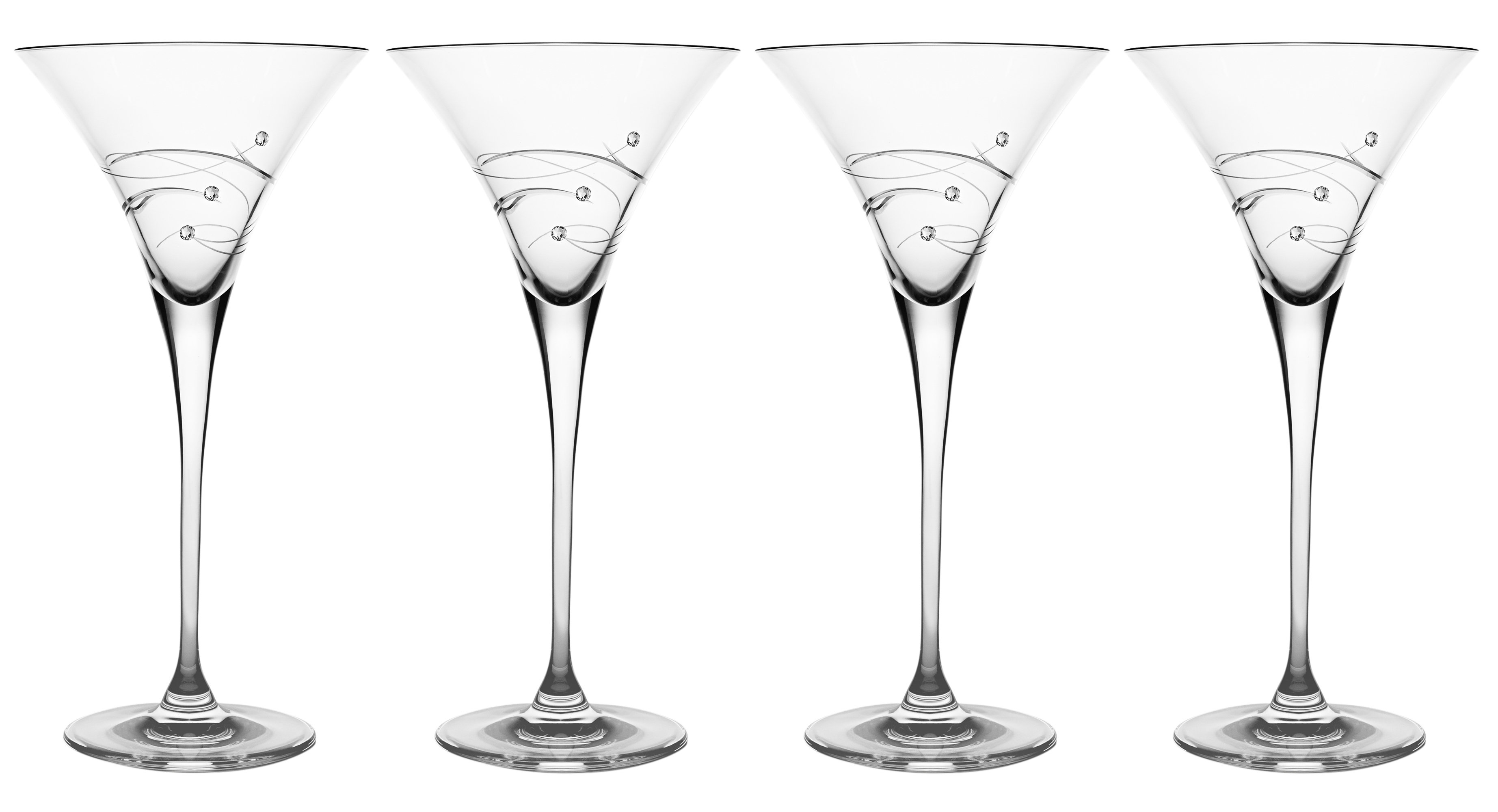 Majestic Crystal 4 - Piece 9oz. Glass Martini Glass Stemware Set