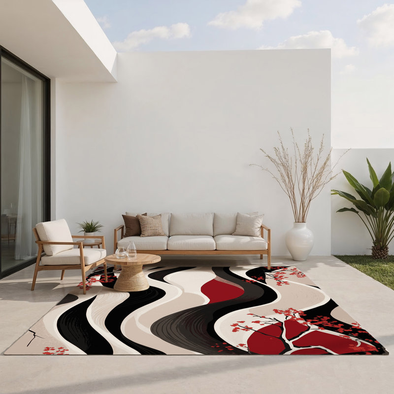 Tapis intérieur et extérieur Sakura Swirl, Rectangle 5 pi x 7 pi