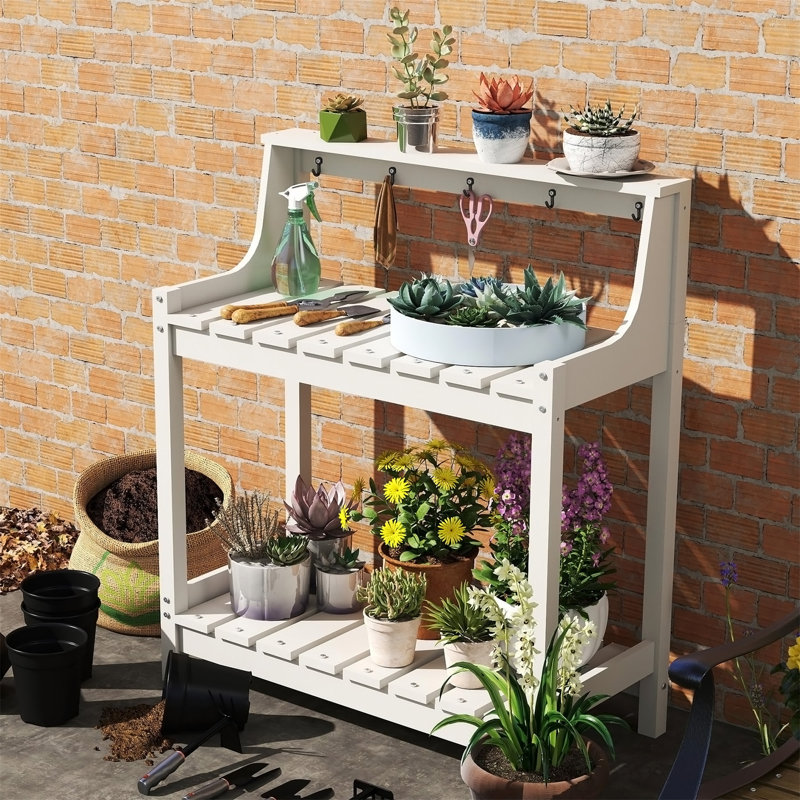 Potting Benches for Outside, White
