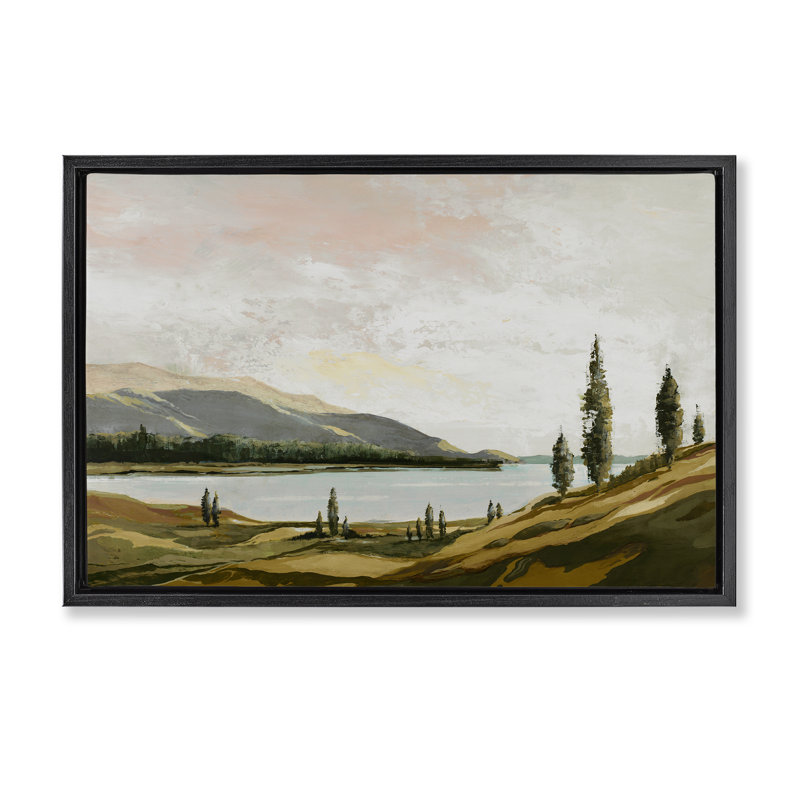 Cadre flottant Calm Scenic Landscape, design par Max Maxx, Cadre flottant noir de jais, H 17 po x l 25 po
