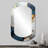 Mcclendon Gold and blue marble Abstract liquid art  - Liquid Ink Cylinder Mirror, Gold Asymmetrical Unique Wall Mirror, Printed Metal Art-1365622325