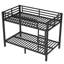 Lit superposé simple au-dessus d'un lit simple en métal robuste pour adolescents et adultes, structure peu encombrante avec conception silencieuse, aucun sommier tapissier requis, noir