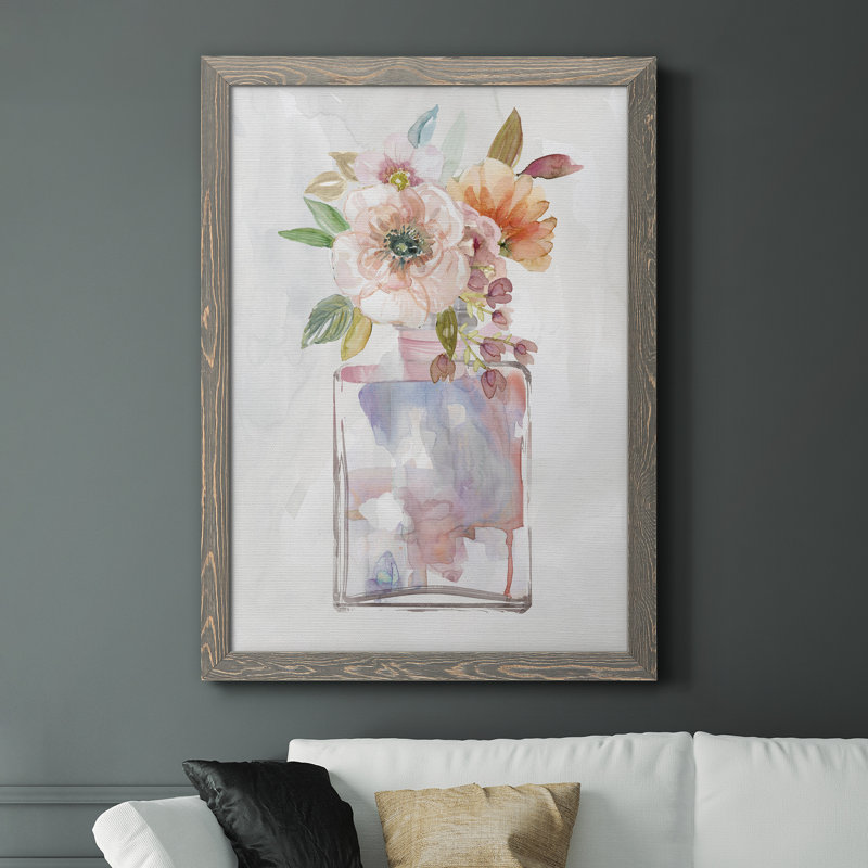 Mini Bouquet II - Reproduction d'art sur toile encadrée, H 44 po x l 31 po x P 1 po, Encadré gris