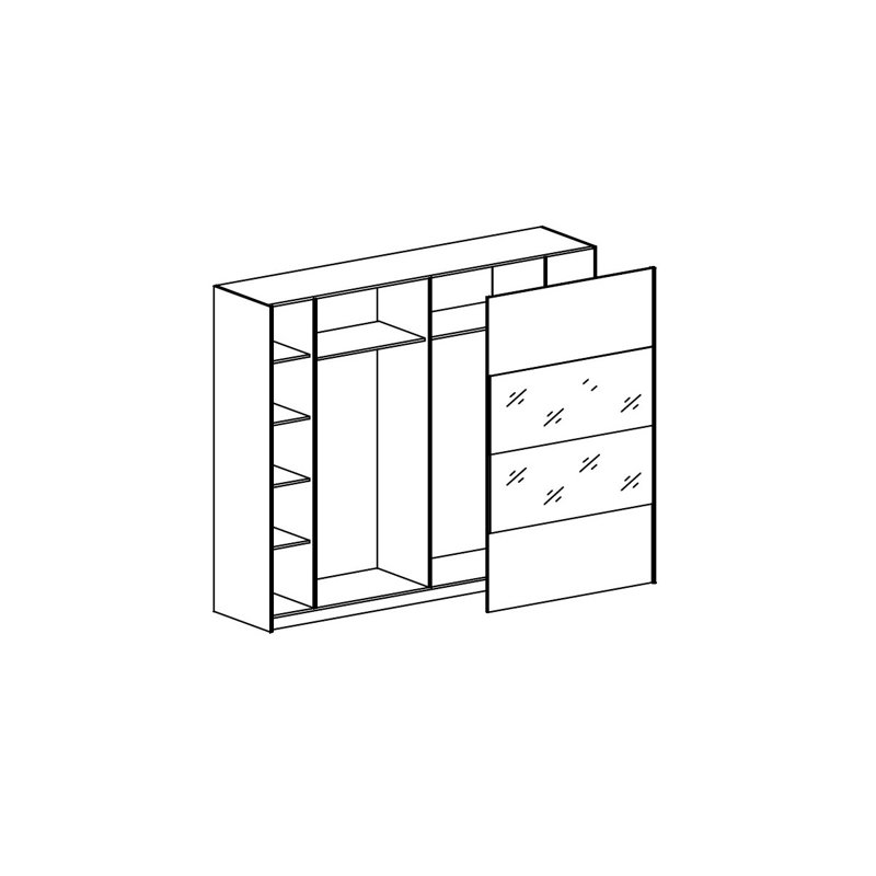 Varonique 2 Door Sliding Wardrobe, 215cm H x 194cm W x 62cm D, Black